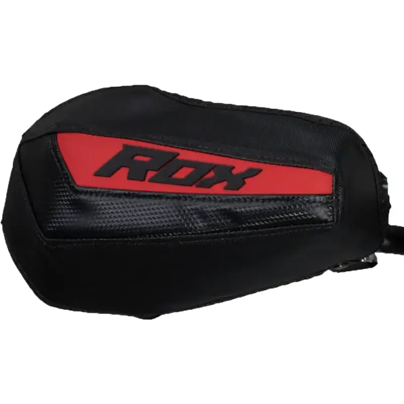 Black and red motorcycle mirror cover with textured accents for Gen 3 Flex Tec Handguards Blk Red