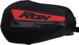 Black and red motorcycle mirror cover with textured accents for Gen 3 Flex Tec Handguards Blk Red