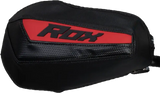 Black and red motorcycle mirror cover with textured accents for Gen 3 Flex Tec Handguards Blk Red