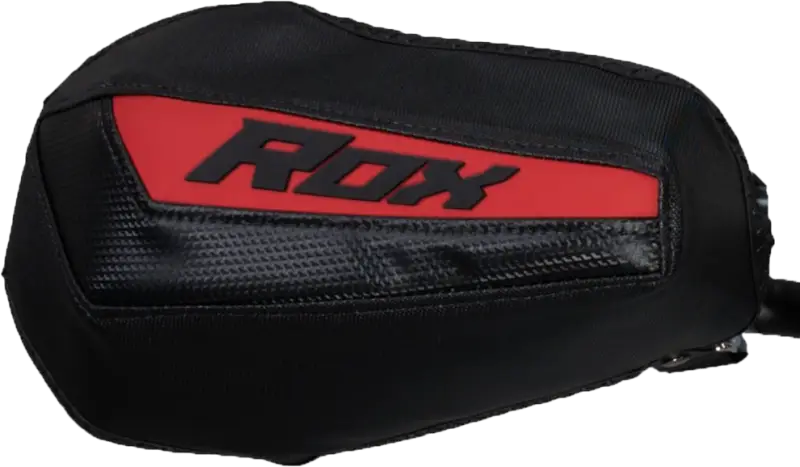 Black and red motorcycle mirror cover with textured accents for Gen 3 Flex Tec Handguards Blk Red