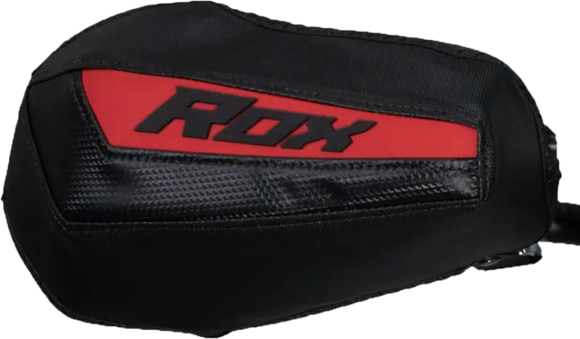 Black and red motorcycle mirror cover with textured accents for Gen 3 Flex Tec Handguards Blk Red