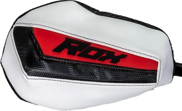 White and red Flex Tec Handguards boxing mitts with black mesh accents