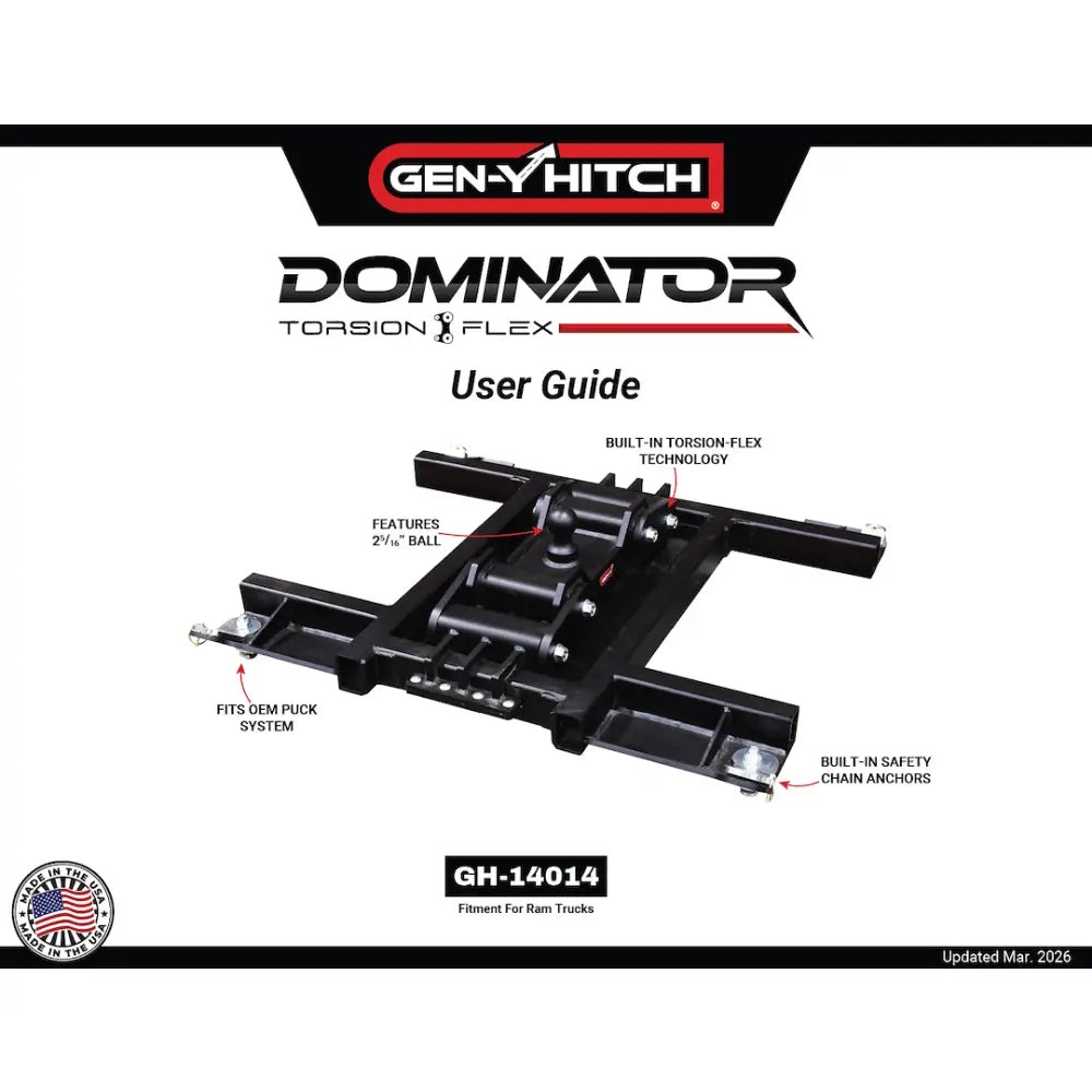 GEN-Y Hitch Features Class V Rating Gooseneck Trailer Hitch GH-14014 - Dominator 25K Ram Oem Puck