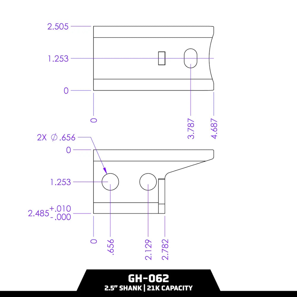 GEN-Y Hitch Built To Last Pintle Hook Hardware GH-062 - 21K Lock 2.5 Shank