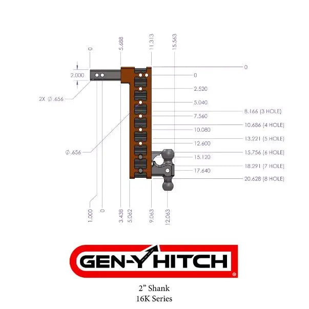 GEN-Y Hitch Limited Lifetime Warranty Trailer Hitch Ball Mount GH-515 - Mega-Duty Shank 10 Drop 2K TW