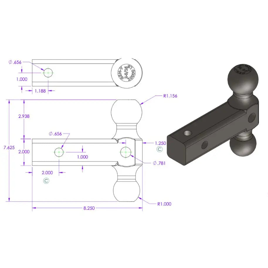 GEN-Y Hitch Made In USA Trailer Hitch Ball Mount GH-031 - 10K Versa-Ball Shank 1.5K