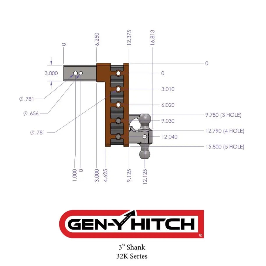 GEN-Y Hitch Made In USA Trailer Hitch Ball Mount GH-1725 - Mega-Duty Shank 12 Drop 3.5K TW