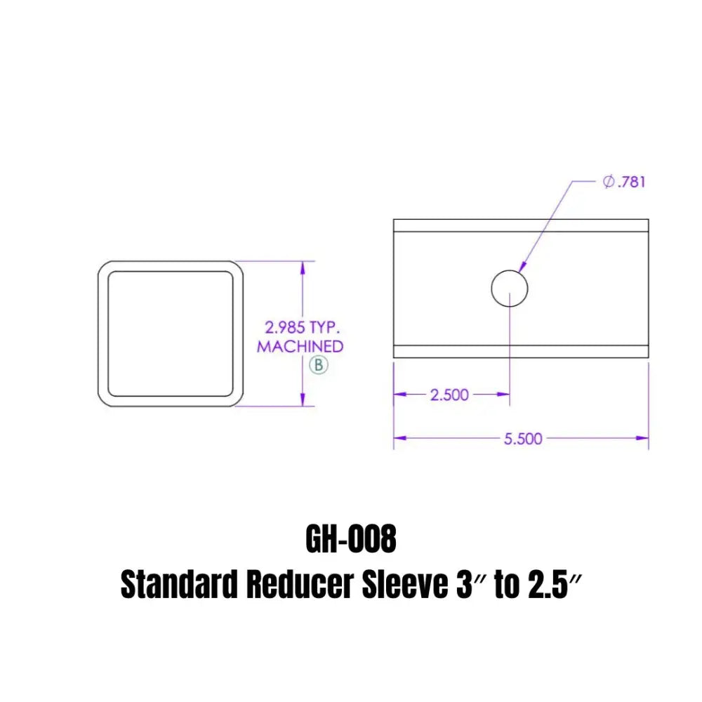 GEN-Y Hitch Made In The USA Trailer Hitch Receiver Tube Adapter GH-008 - Standard Reducer Sleeve 2.5