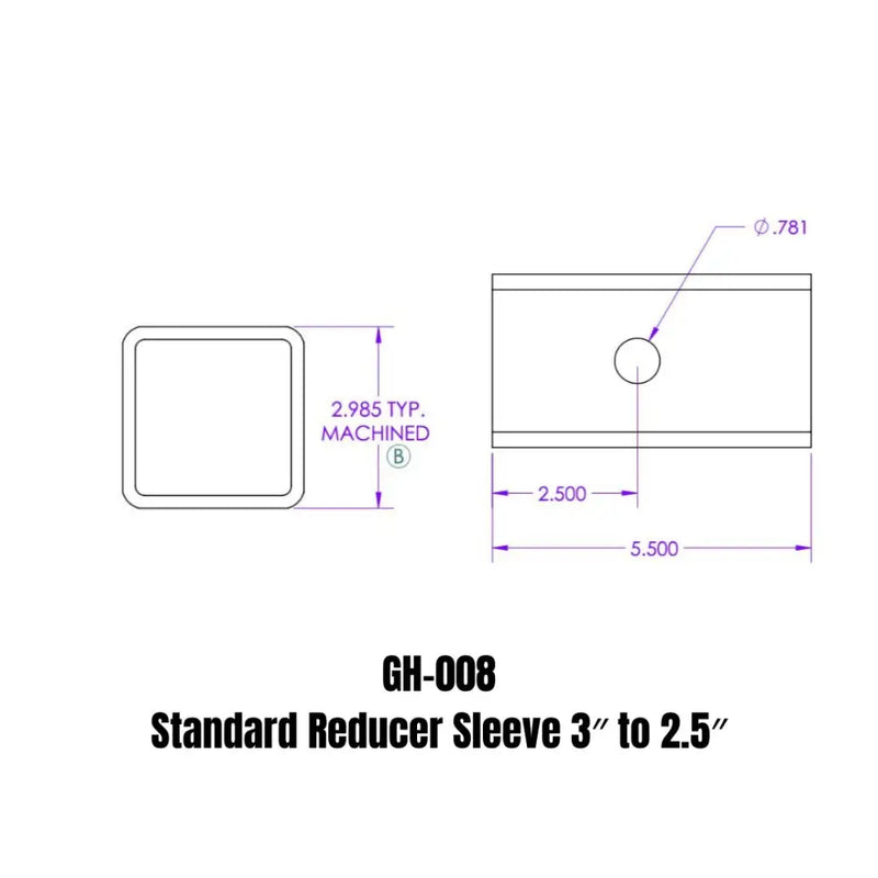 GEN-Y Hitch Made In The USA Trailer Hitch Receiver Tube Adapter GH-008 - Standard Reducer Sleeve 2.5