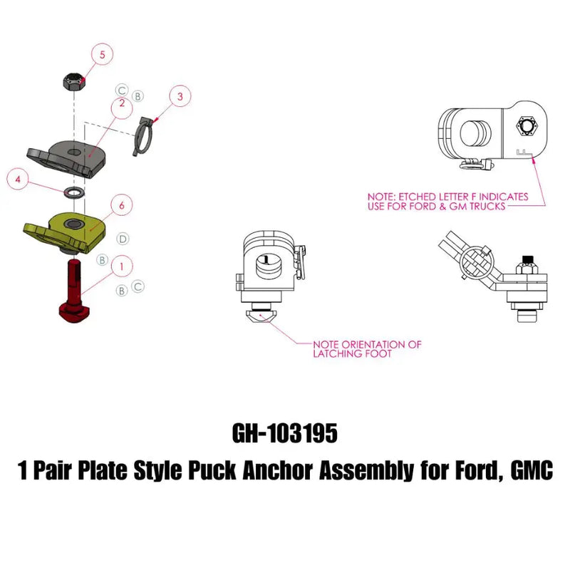 GEN-Y Hitch Made In USA Trailer Safety Chain Anchor GH-103195 - Pair Plate Style Puck AS