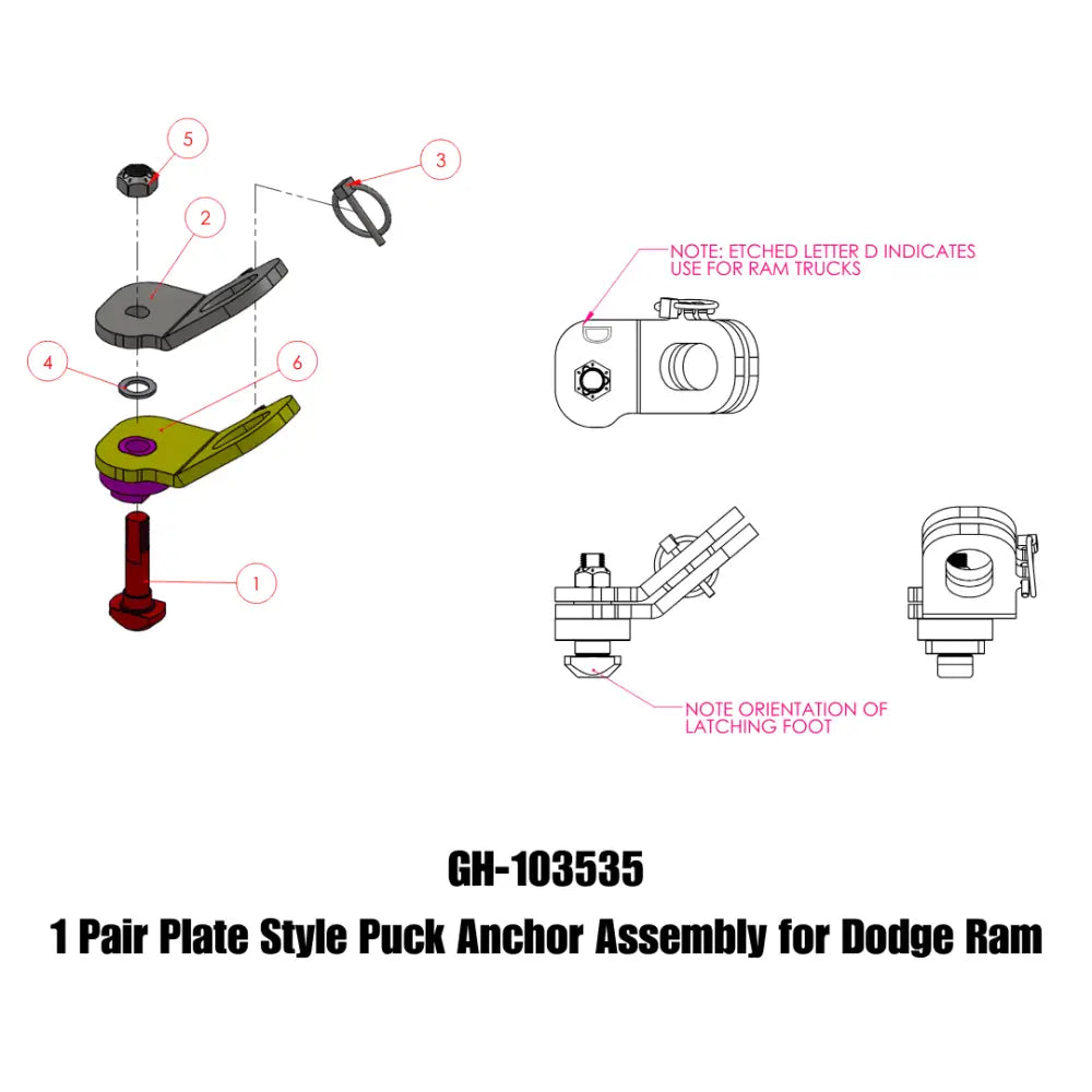 GEN-Y Hitch Made In USA Trailer Safety Chain Anchor GH-103535 - Pair Plate Style Puck AS