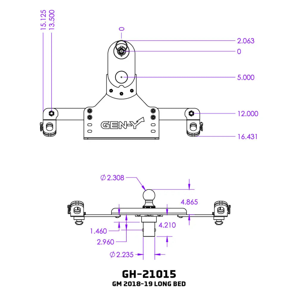 GEN-Y Hitch Maintenance Free Gooseneck Trailer Hitch Ball GH-21015 - Goosepuck Offset