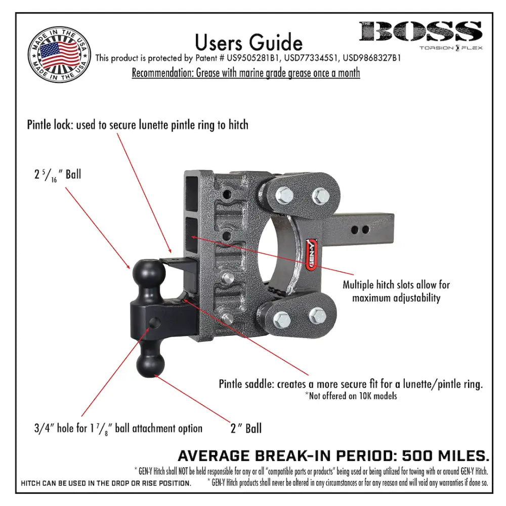 GEN-Y Hitch Most Versatile On The Market Trailer Hitch Ball Mount GH-1226 - Boss Torsion-Flex Shank 10