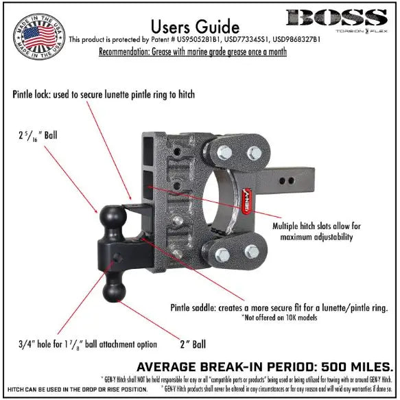 GEN-Y Hitch Most Versatile On The Market Trailer Hitch Ball Mount GH-1815 - Boss Torsion-Flex Shank