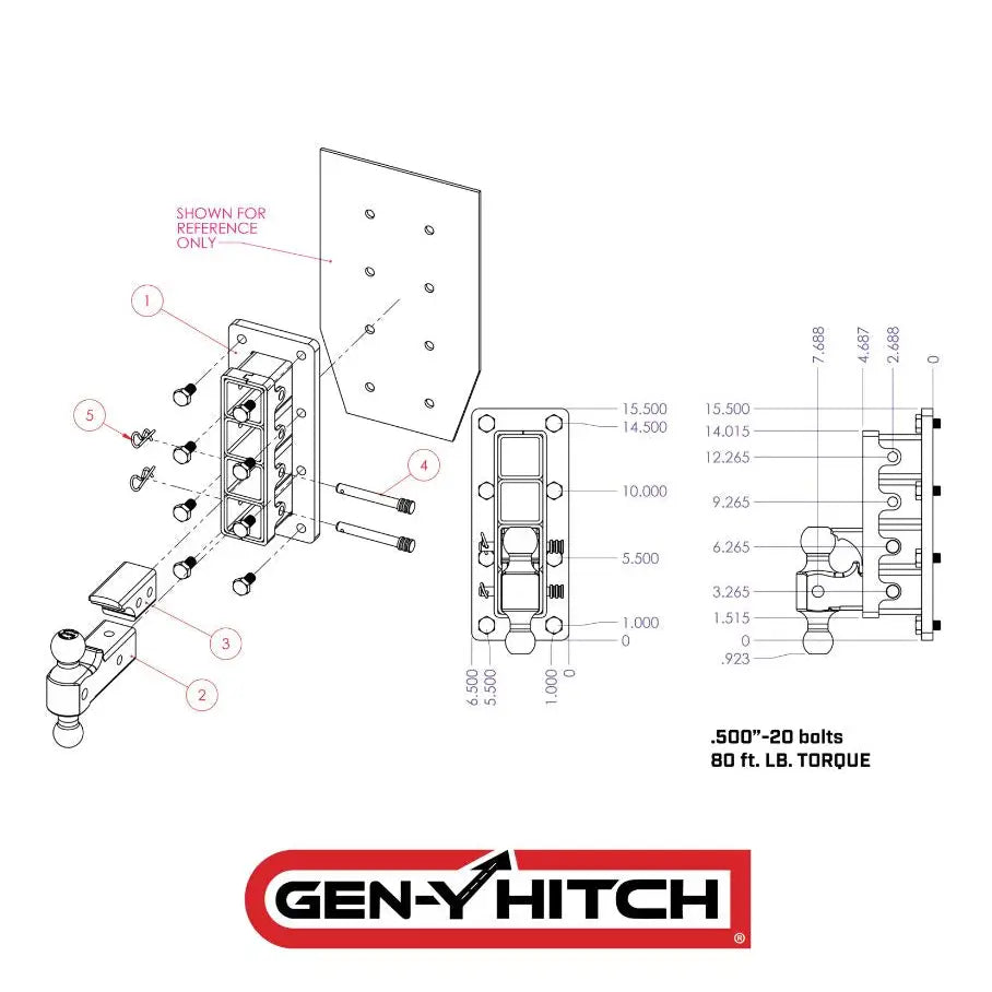 GEN-Y Hitch Versatility And Heavy-Duty Trailer Hitch Ball Mount GH-3024 - Mega-Duty 2.5 Bolt-ON Drop 3.5K