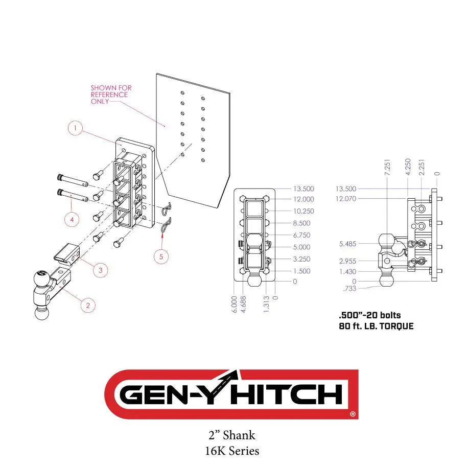 GEN-Y Hitch Versatility And Heavy-Duty Trailer Hitch Ball Mount GH-3024 - Mega-Duty 2.5 Bolt-ON Drop 3.5K