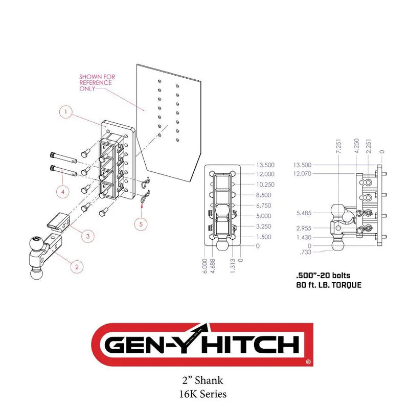 GEN-Y Hitch Versatility And Heavy-Duty Trailer Hitch Ball Mount GH-3024 - Mega-Duty 2.5 Bolt-ON Drop 3.5K