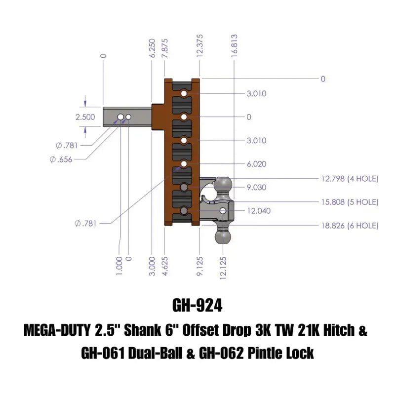 GEN-Y HITCH GH-924 MEGA-DUTY 2.5' SHANK 6' OFFSET DROP