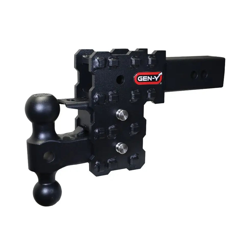 Gen-Y Phantom-X 2.5in Solid Shank 5in Drop 1.6K TW 16K Hitch w/GH-051 Dual-Ball & GH-032 Pintle Lock - Hitches