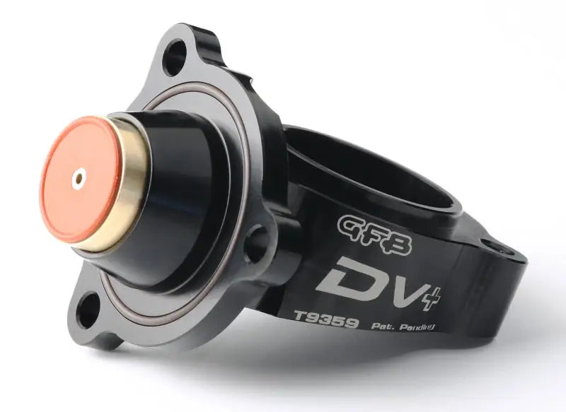 GFB Diverter Valve DV+ for 2014+ Audi S3 and VW Golf R 2.0T, direct replacement, black aluminum construction with a red top, model T9359, ensures better performance and longevity.