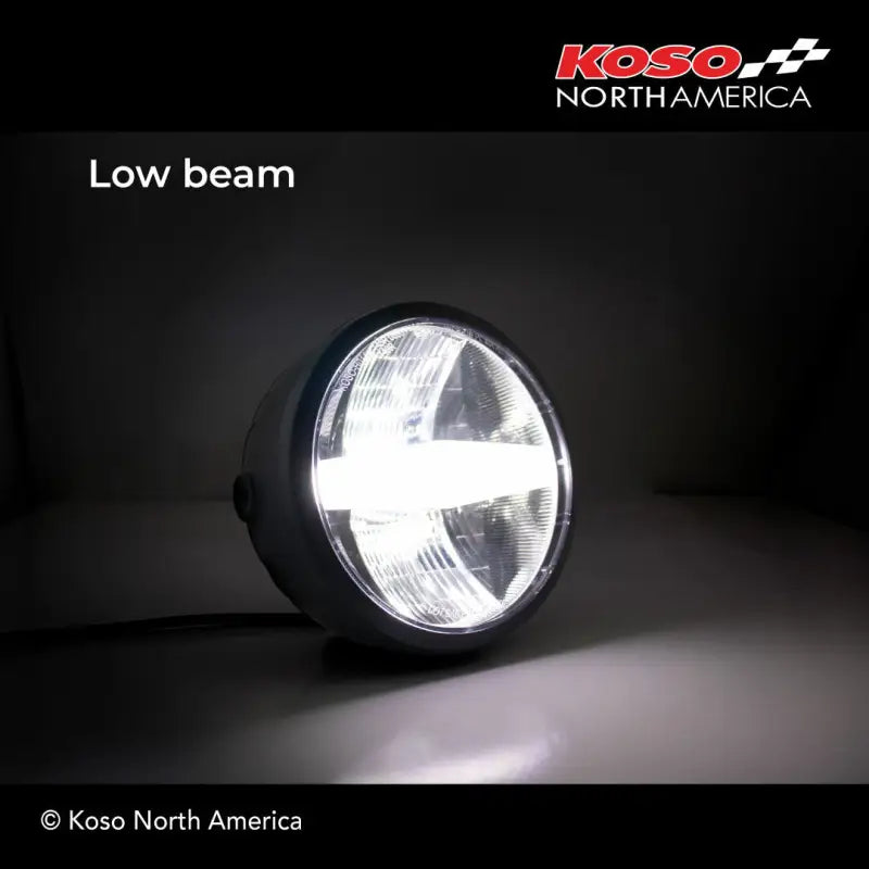 Brightly lit round LED motorcycle headlight perfect for RV parts & accessories or truck parts