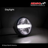 Round LED motorcycle headlight with daytime running light strip for RV parts & accessories