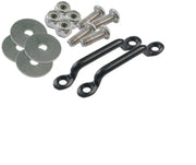Hardware kit with black tie-down loops for secure footmans loop anchor setup