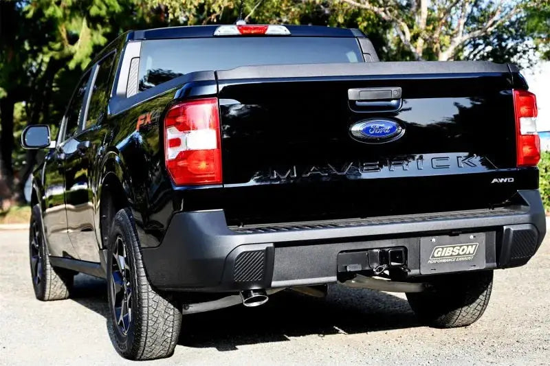 Black Ford Maverick pickup truck with Gibson cat-back single exhaust system