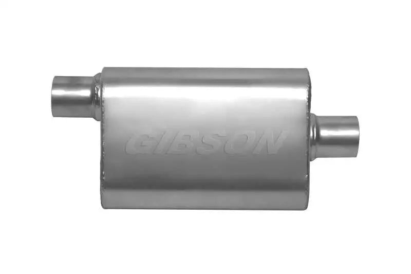 Gibson Gibson CFT Superflow Offset/Center Oval Muffler - 4x9x18in/2.5in Inlet/2.5in Outlet - Stainless