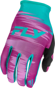 Girl's Lite Gloves Pink/Turquoise Yl - FLY RACING