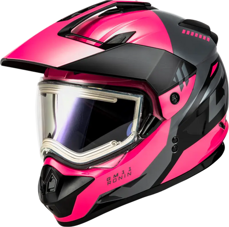 Gm 11s Ronin Snow Helmet W/ Elec Shield Black/Grey/Pink 2x