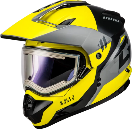 Gm 11s Ronin Snow Helmet W/ Elec Shld Yellow/Slvr/Grey Xl