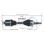 GM-8021 Trakmotive New Cv Axle - Shaft