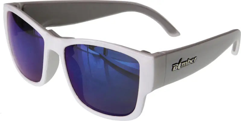 Gm103-Bm Bomber Gomer Bomb Floating Eyewear Gloss White W/Blue Mirror Lens 