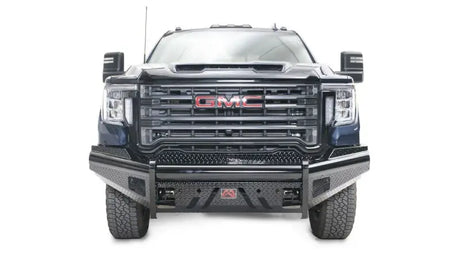 GM20-S5061-1 Fab Fours Black Steel Front bumper on a GMC vehicle, showcasing rugged design and ultimate front-end protection.
