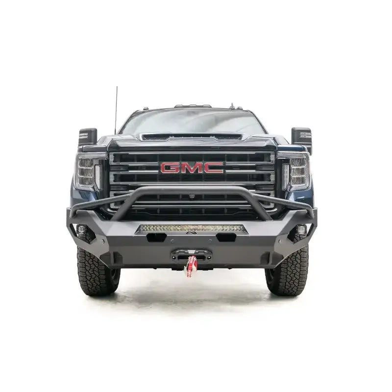 Fab Fours Matrix Front Pr on a GMC vehicle, showcasing robust construction and sleek design for enhanced protection.