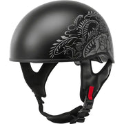 Hh-65 Half Helmet Rose Naked Matte Black/Silver Xs