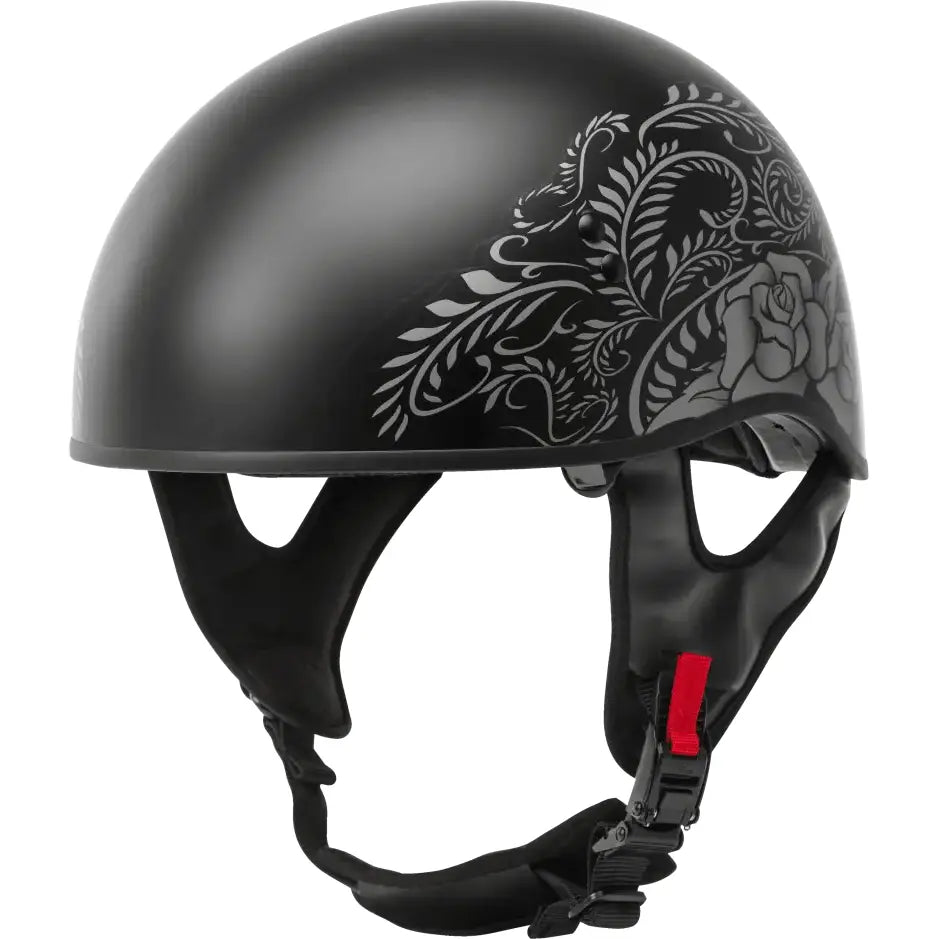 Hh-65 Half Helmet Rose Naked Matte Black/Silver Xs