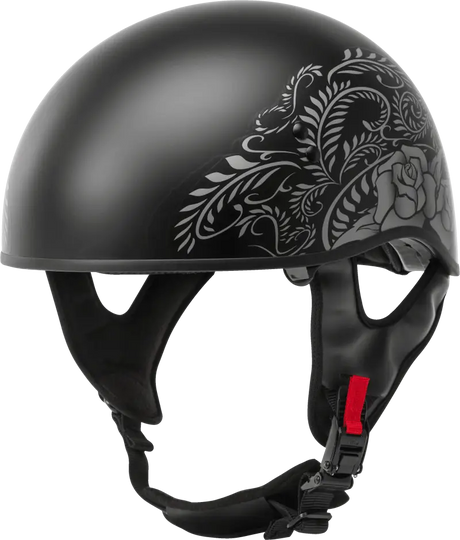 Hh-65 Half Helmet Rose Naked Matte Black/Silver Xs