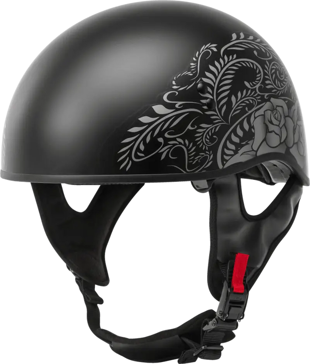 Hh-65 Half Helmet Rose Naked Matte Black/Silver Xs