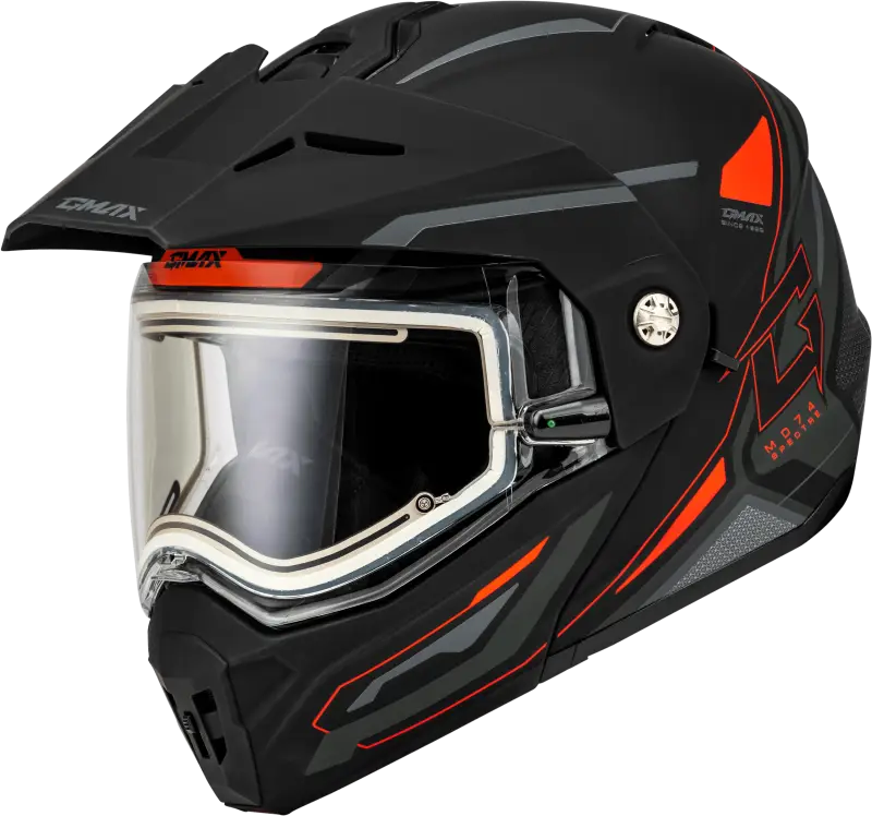 Md-74S Spectre Snow Helmet W/ Elec Shield Matte Black/Red Sm