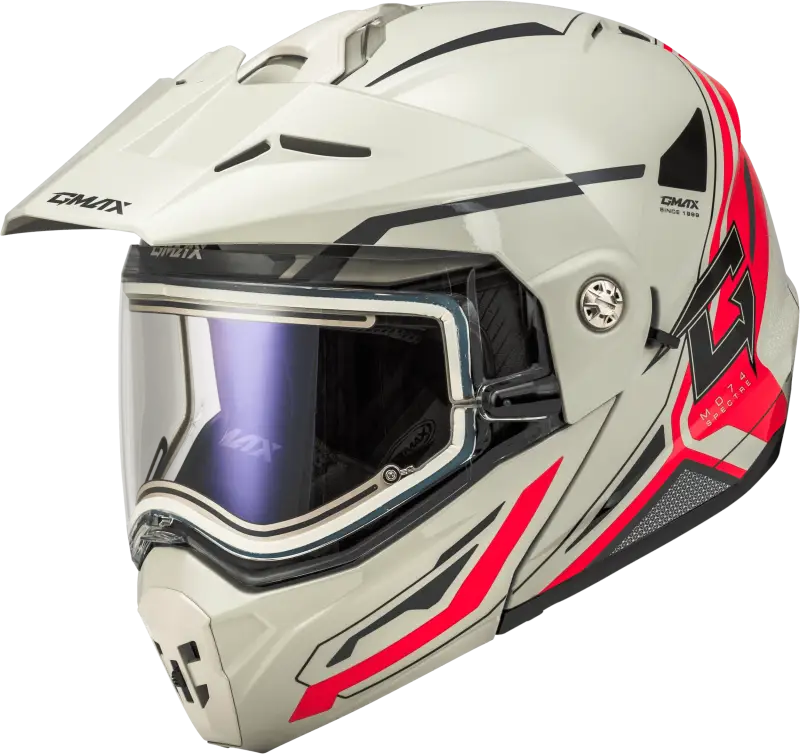 Md-74S Spectre Snow Helmet W/ Electric Shield White/Red Xs