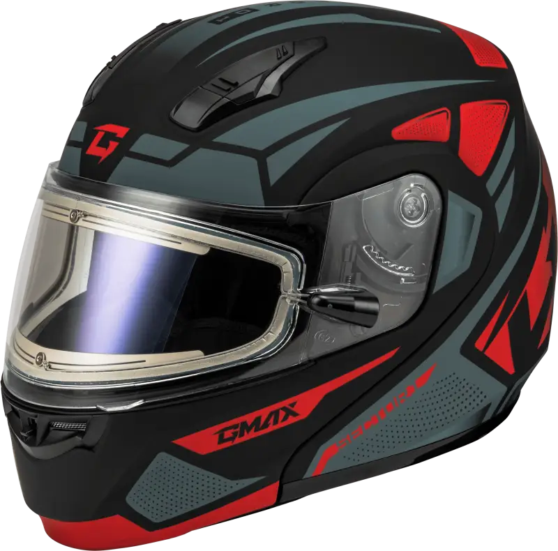 Md-04S Sector Snow Helmet W/ Electric Shield Black/Red Lg