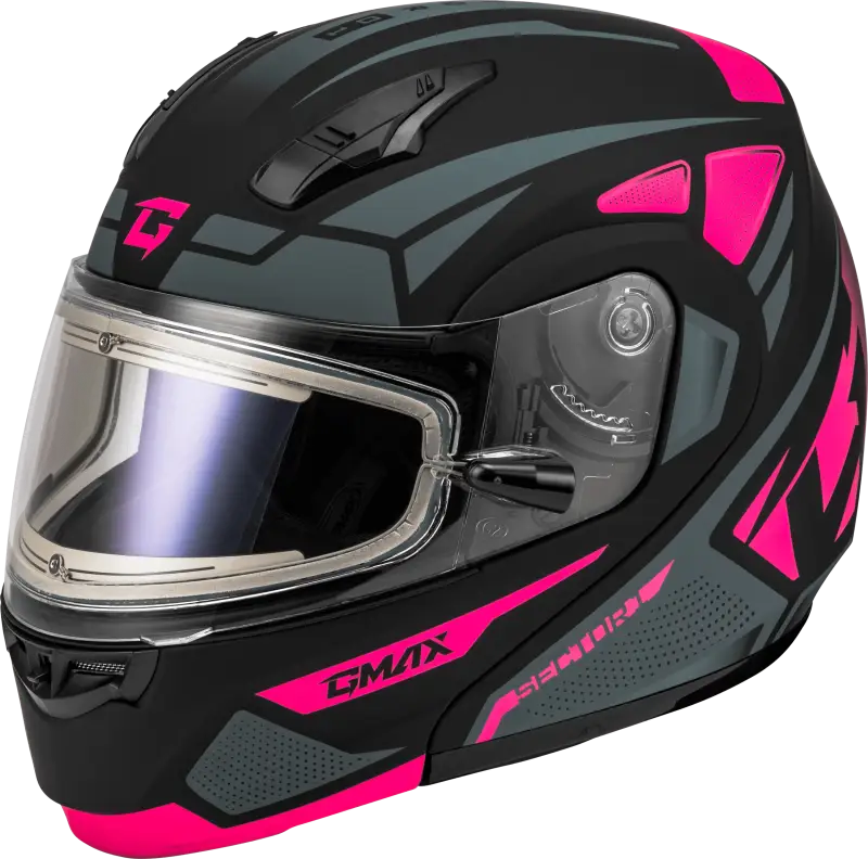 Md-04S Sector Snow Helmet W/ Electric Shield Black/Pink Md
