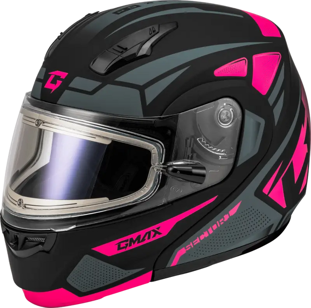 Md-04S Sector Snow Helmet W/ Electric Shield Black/Pink Md