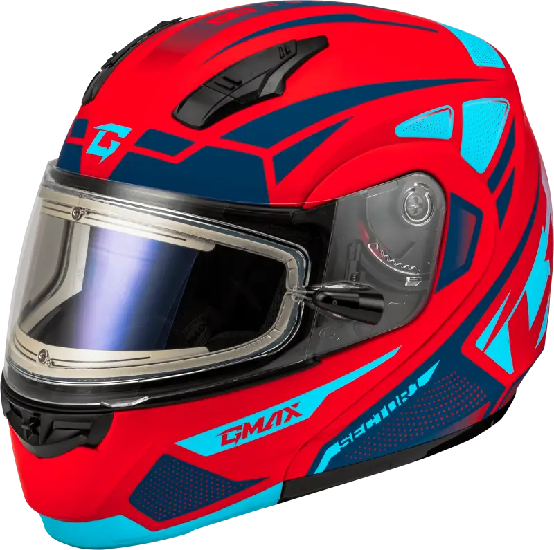 Md-04S Sector Snow Helmet W/ Electric Shield Red/Blue Xs