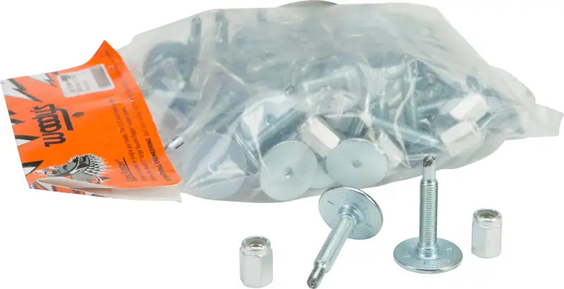 Clear plastic bag with GMP-1575-48 Grand Master Silver Studs and nuts for roofing