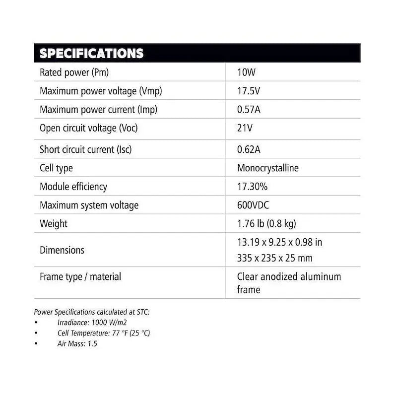 Go Power GP-ECO-10 10 Watt Solar Kit For Camping