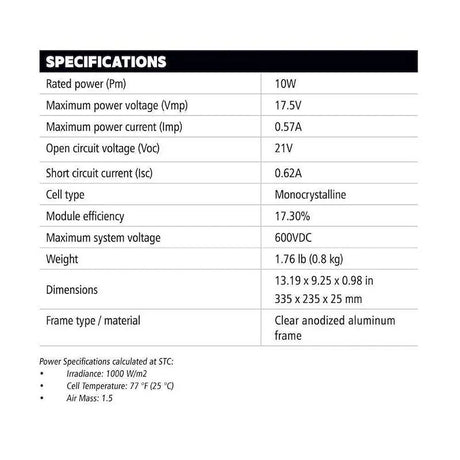 Go Power GP-ECO-10 10 Watt Solar Kit For Camping