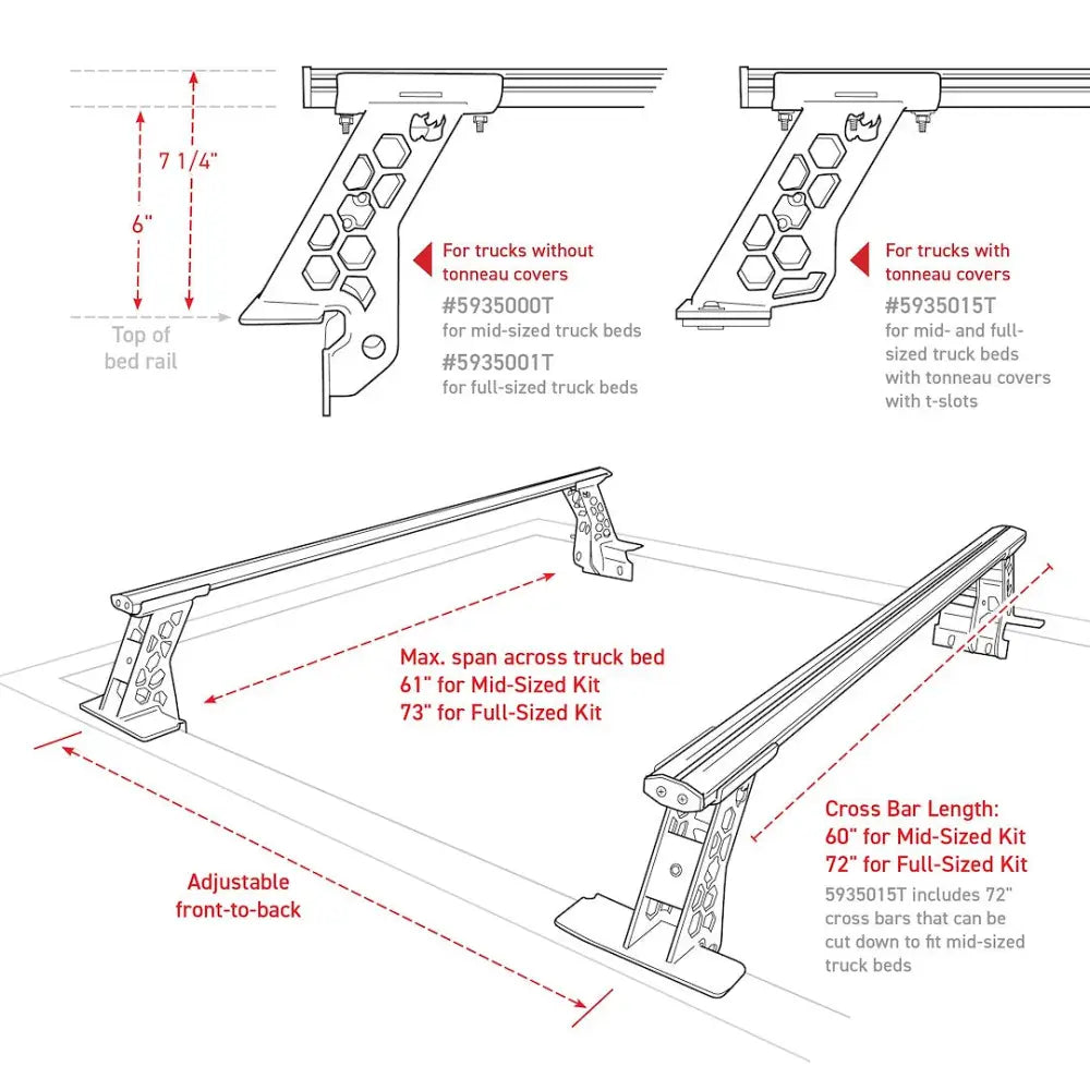 GO Rhino 5935015T Bed Cargo Rack Cross Bar